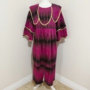 The African Village Tribal Tunic Top & Skirt Set Magenta One Size Fits Most